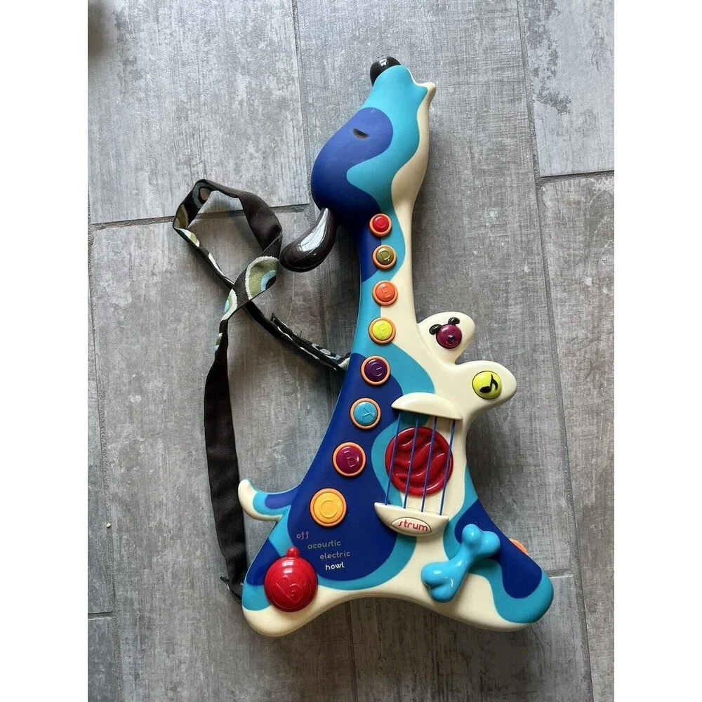 B TOYS WOOFER Hound DOG GUITAR Musical Instrument Strum puppy Kids Music Play